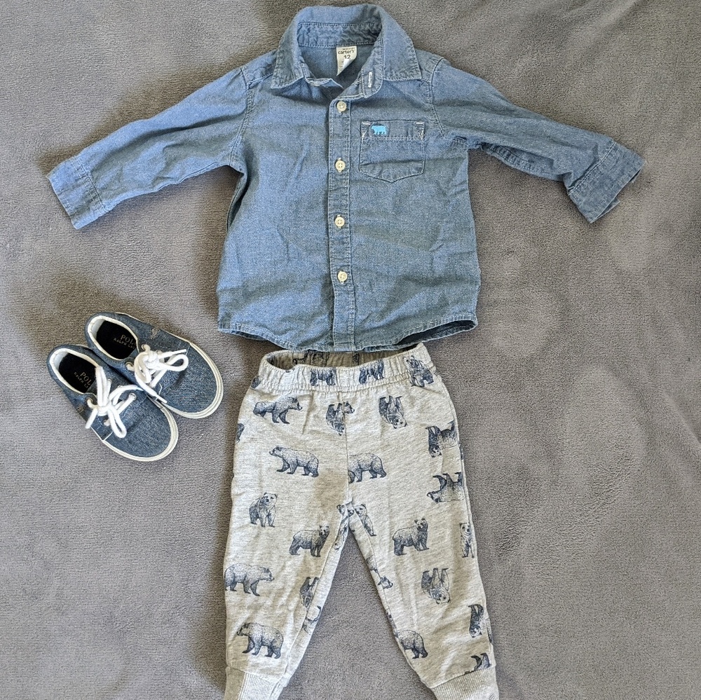Boys matching pants set with Polo tennis shoes 6